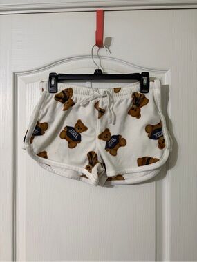 Aeropostale White Teddy Bear Print Fleece Shorts